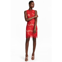 H&M Koronkowa sukienka 0534724002 Czerwony
