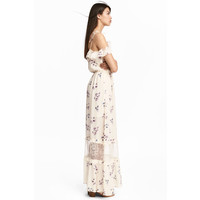 H&M Sukienka z odkrytymi ramionami 0507240001 Naturalna biel/Kwiaty