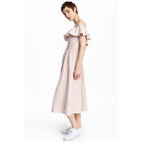 H&M Sukienka z odkrytymi ramionami 0533023005 Pudroworóżowy