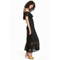 H&M Sukienka z odkrytymi ramionami 0560972001 Czarny