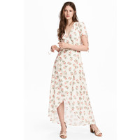 H&M Kopertowa sukienka we wzory 0524074001 Biały/Kwiaty