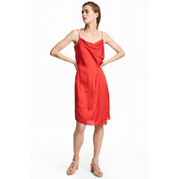 H&M Drapowana sukienka z satyny 0542437001 Jaskrawoczerwony