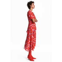 H&M Sukienka z falbankami 0570367001 Czerwony/Wzór