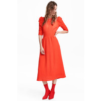 H&M Sukienka z marszczeniem 0563193002 Neonowopomarańczowy