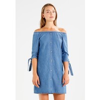Dorothy Perkins BUTTON THROUGH BARDOT Sukienka jeansowa blue DP521C17M