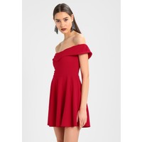 Missguided WRAP BARDOT SKATER DRESS Sukienka koktajlowa red M0Q21C0Q8