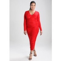 Missguided Plus SLINKY PLUNGE GATHERED SIDE DRESS Długa sukienka red M0U21C05D