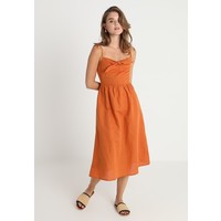 Warehouse TIE FRONT DRESS Długa sukienka rust WA221C0F1