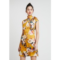 Sisley FLORAL HIGH NECK MINI DRESS Sukienka letnia yellow 7SI21C07Q