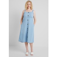 Simply Be BUTTON FRONT SHIRRED BACK SQUARE NECK DRESS Sukienka jeansowa mid blue SIE21C02P