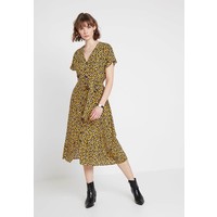 Warehouse LEOPARD PRINT BUTTON THROUGH DRESS Sukienka koszulowa mustard WA221C0IP