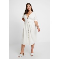 Vero Moda Curve VMMILA CALF DRESS Sukienka koszulowa snow white/oatmeal VEE21C017