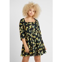 Simply Be SQUARE NECK TEA DRESS Sukienka koszulowa black/yellow SIE21C02F