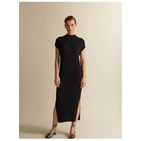 Massimo Dutti MIT GERIPPTEM STEHKRAGEN Sukienka z dżerseju black M3I21C06J