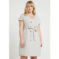Glamorous Curve EXCLUSIVE BUTTONED WRAP DRESS WITH SHORT SLEEVES Sukienka letnia khaki/white GLA21C053