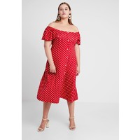 Dorothy Perkins Curve SPOT BARDOT MIDI DRESS Sukienka z dżerseju red DP621C0BV