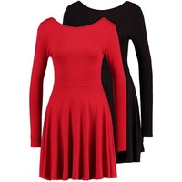 Missguided 2 PACK SCOOP BACK SKATER MINI DRESS Sukienka z dżerseju red/black M0Q21C1AP