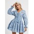 Missguided Petite BRODERIE ANGAISE RUFFLE MINI DRESS Sukienka letnia blue M0V21C067