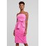 4th & Reckless BEA STRAPLESS MIDI DRESS WITH WAIST TIE Sukienka koktajlowa pink suede 4T021C018