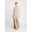 Maya Deluxe HIGH NECK BEADED MAXI DRESS WITH DOUBLE THIGH SPLIT Suknia balowa taupe blush M2Z21C046