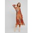 Warehouse GEO SCARF PLEATED MIDI DRESS Sukienka letnia orange WA221C0LW