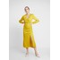 Warehouse WOODGRAIN RUCHE DRESS Sukienka letnia mustard yellow WA221C0LS