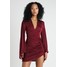 Missguided FLARED SLEEVE RUCHED DETAIL SLINKY DRESS Sukienka z dżerseju burgundy M0Q21C11R