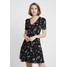 Dorothy Perkins FLORAL SHORT SLEEVE TEA DRESS Sukienka z dżerseju black DP521C225