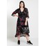 Fashion Union Plus PLUNGE FRONT MIDI DRESS IN DOBBY FLORAL Długa sukienka black/pink FAJ21C00R