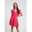 WAL G PETITE EXCLUSIVE V NECK FRILL SLEEVE MINI DRESS Sukienka z dżerseju bright pink WAD21C008