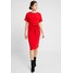Warehouse BUTTON DETAIL WIGGLE DRESS Sukienka etui red WA221C0HC