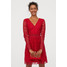H&M Koronkowa sukienka w serek 0789094002 Czerwony