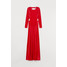 H&M Długa sukienka welurowa 0796673001 Czerwony