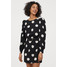 H&M Sukienka z bufiastym rękawem 0828991003 Czarny/Białe kropki