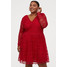 H&M H&M+ Koronkowa sukienka 0820570001 Czerwony