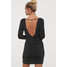H&M Sukienka z dekoltem w serek 0765510003 Czarny/Brokat