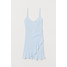 H&M Kopertowa sukienka z falbaną 0742087004 Jasnoniebieski/Białe paski
