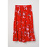 H&M Wzorzysta spódnica z falbaną 0640666001 Jaskrawoczerwony/Kwiaty