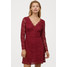 H&M Koronkowa sukienka w serek 0788006001 Ciemnoczerwony