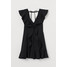 H&M Krótka sukienka z falbaną 0747637006 Czarny