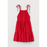 H&M Szeroka sukienka z falbanami 0788323003 Czerwony