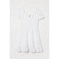 H&M Sukienka z haftem angielskim 0730359001 Biały