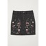 H&M Dżinsowa spódnica z haftem 0669919001 Ciemnoszary