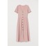 H&M Sukienka z dekoltem w serek 0730365004 Pudroworóżowy
