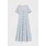 H&M Sukienka z dekoltem w serek 0730365001 Jasny bladobłękitny