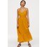 H&M Długa sukienka z koronką 0752486001 Szafranowożółty