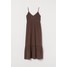H&M Długa sukienka z koronką 0752486001 Ciemnobrązowy