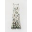 H&M Sukienka z krepy 0733076002 Naturalna biel/Wzór liści