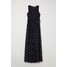 H&M Długa sukienka szyfonowa 0617245002 Ciemnoniebieski/Kwiaty