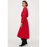H&M Sukienka z marszczeniem 0812683013 Jaskrawoczerwony